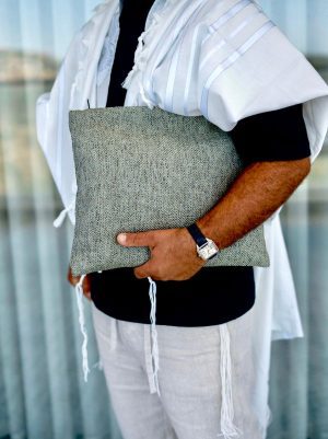 סט כיסויים-מבד ארוג צבע אפור