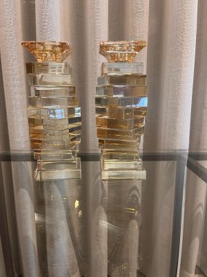 פמוטי קריסטל ריבועים זהב