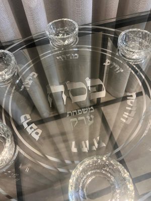 צלחת פסח זכוכית-כסוף
