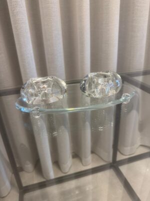 זוג פמוטים כולל מגש-קריסטל